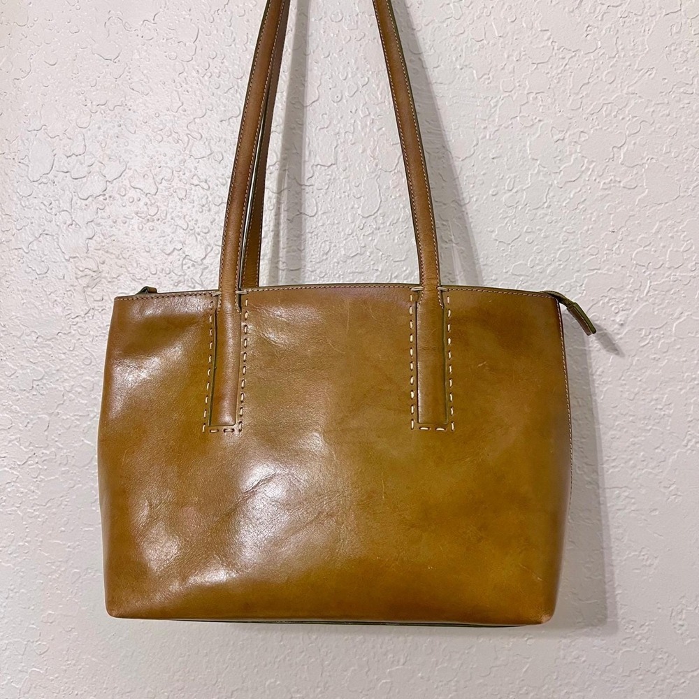VTG Fossil Leather Shoulder Bag Brown Classic Everyday Tote Purse